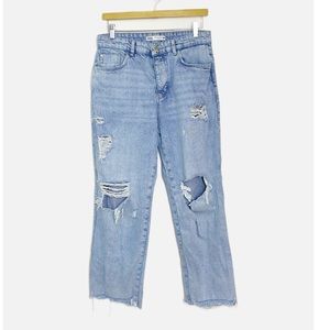 Zara straight leg high rise jeans 8